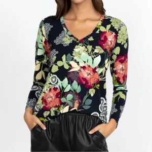 EUC Johnny Was Sierra Favorite L/S V-Neck Tee Size XL